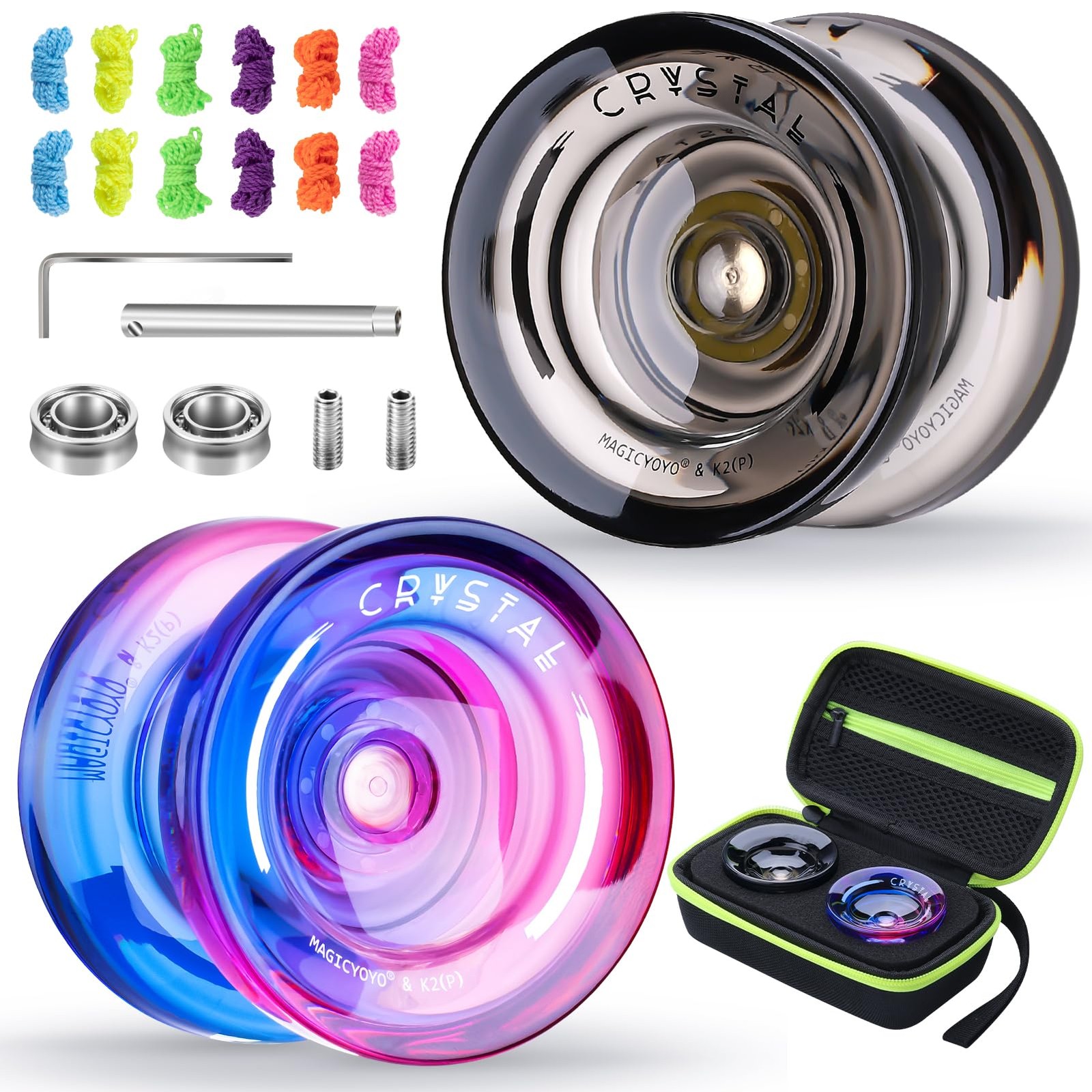 K2 Crystal Yoyo 2 Pack, Professional Responsive Yo Yo for Kids Beginner, Dual... K2 Crystal Yoyo 2 Pack, Professional Responsive Yo Yo for Kids Beginner, Dual...