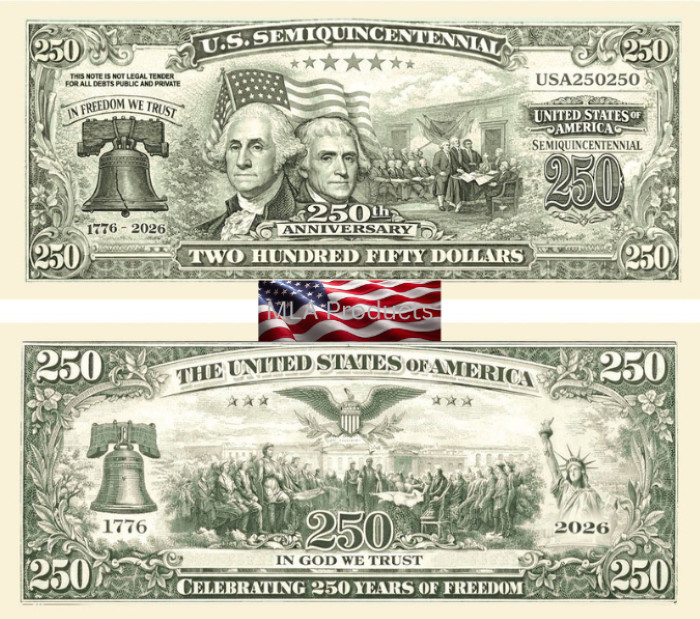 40 Pack America 250th Anniversary Dollar Bill Collectible USA Freedom Money Note