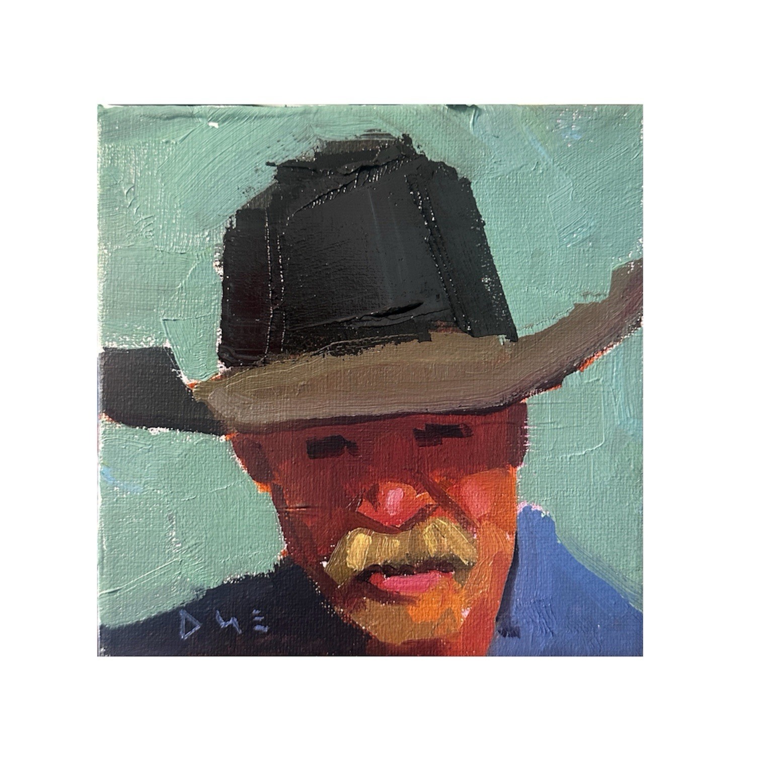 Original Painting Cowboy Portrait Western Art Impressionist Dixon Style Signed