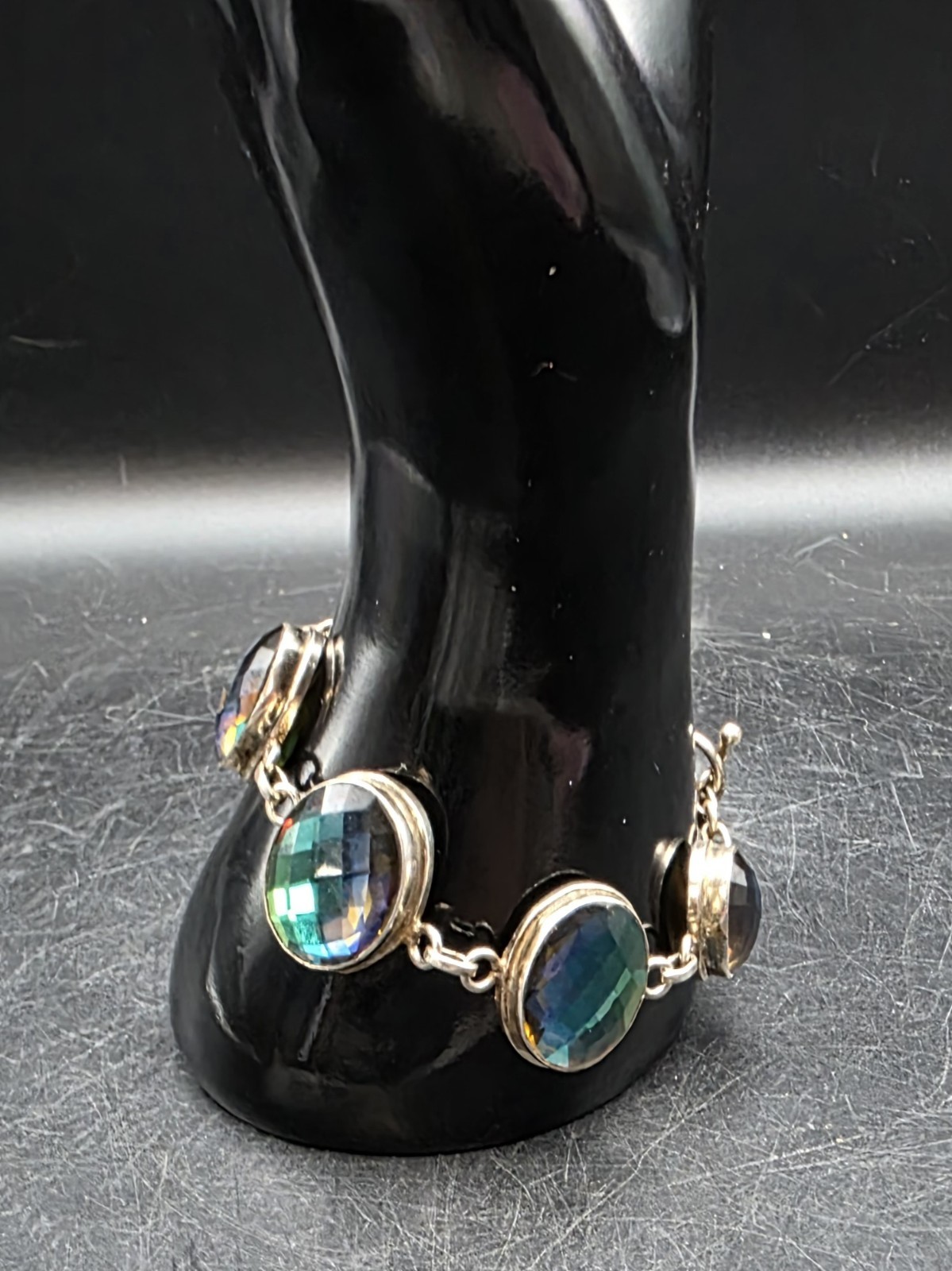 Vintage Mystic Topaz Gemstone 925 Sterling silver Jewelry Bracelet Size 7-8\ Vintage Mystic Topaz Gemstone 925 Sterling silver Jewelry Bracelet Size 7-8\