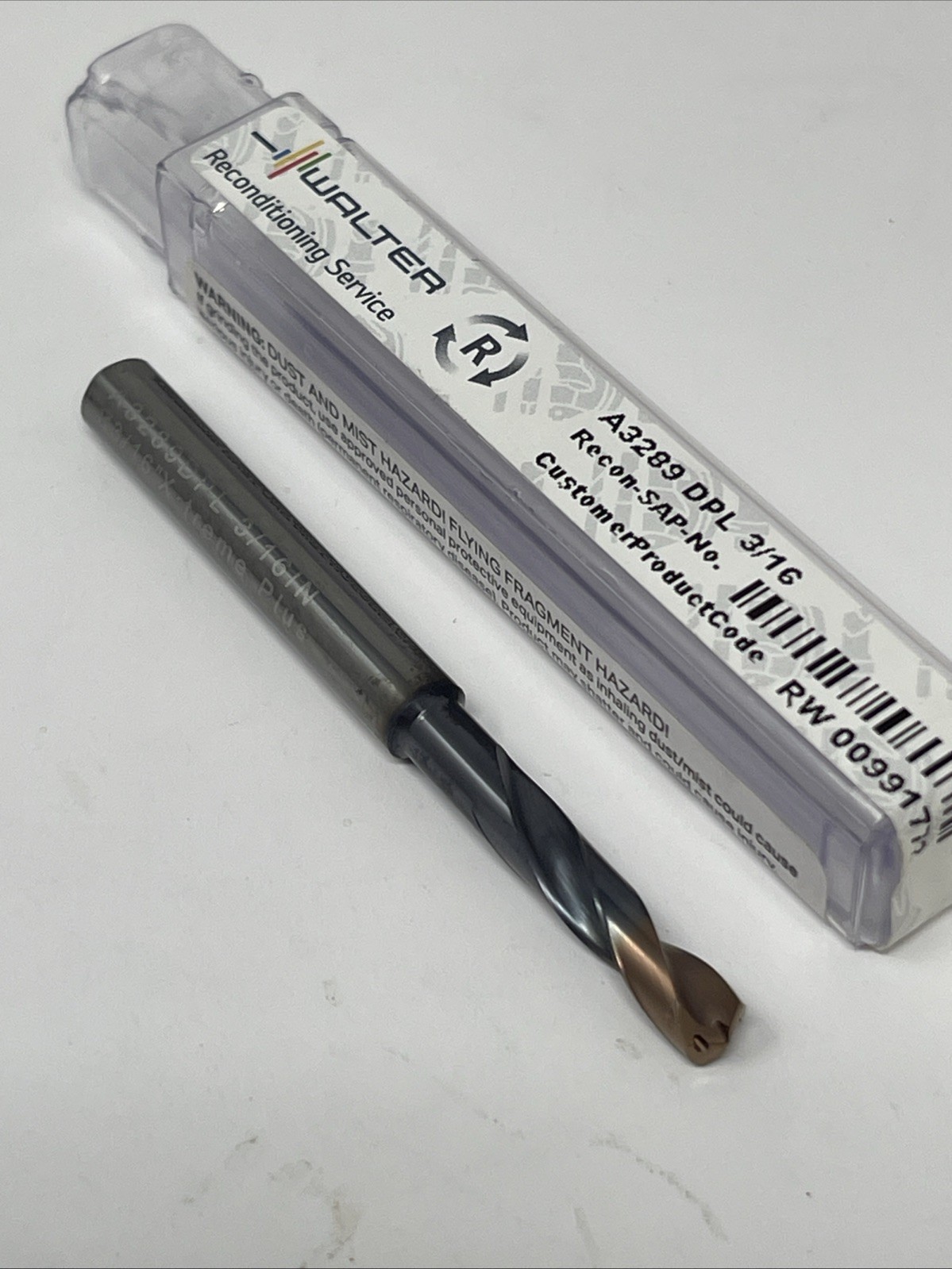 3/16” Walter Titex Xtreme Plus Carbide Coolant Through Drill Bit, Reconditioned