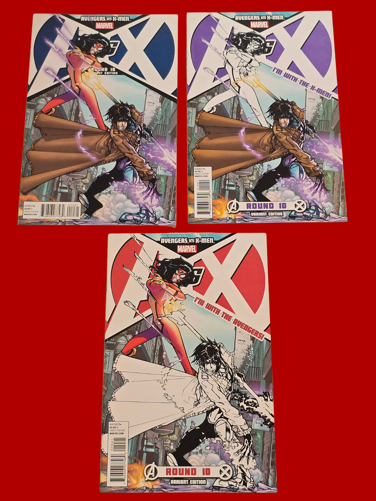 Avengers vs X-Men #10 2012 Marvel Variant Edition 3 Cover Variants Lot