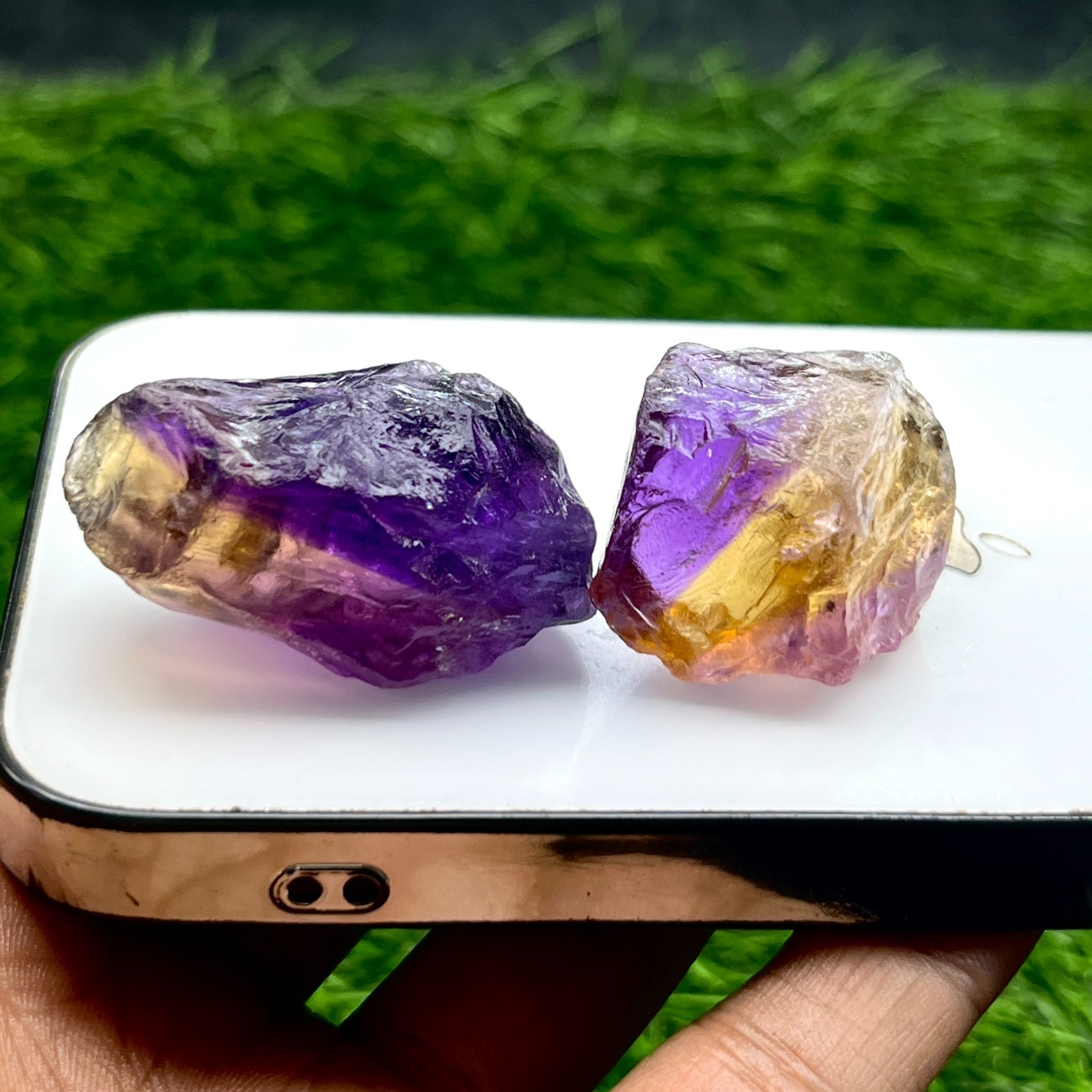 2 Pcs Rare Ametrine Rough Gemstones Lot– 225 Cts - Natural Amethyst and Citrine