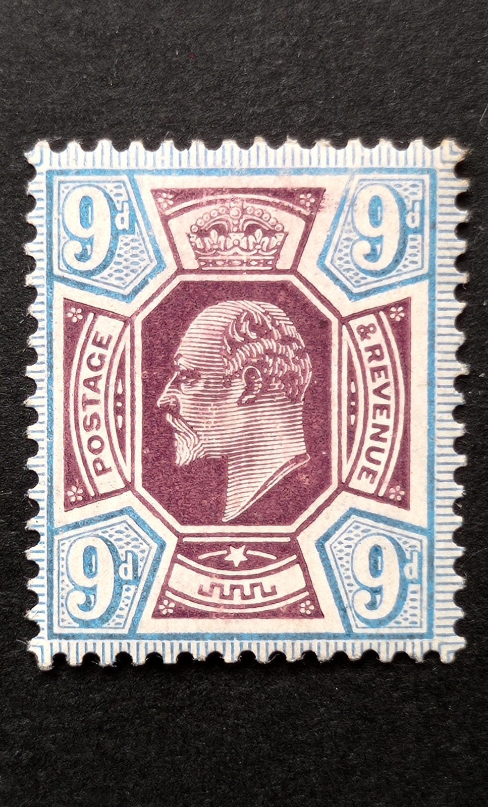 GB King Edward Vll 9d Somerset House SG.308 Mint H Well Centred Good Perfor. VF