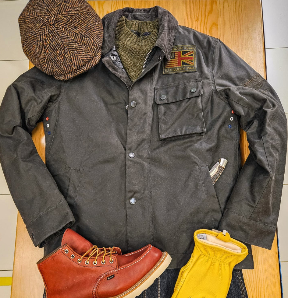 KING OF COOL ~ Barbour x Steve McQueen Workers Wax Jacket in Sage MSRP$495