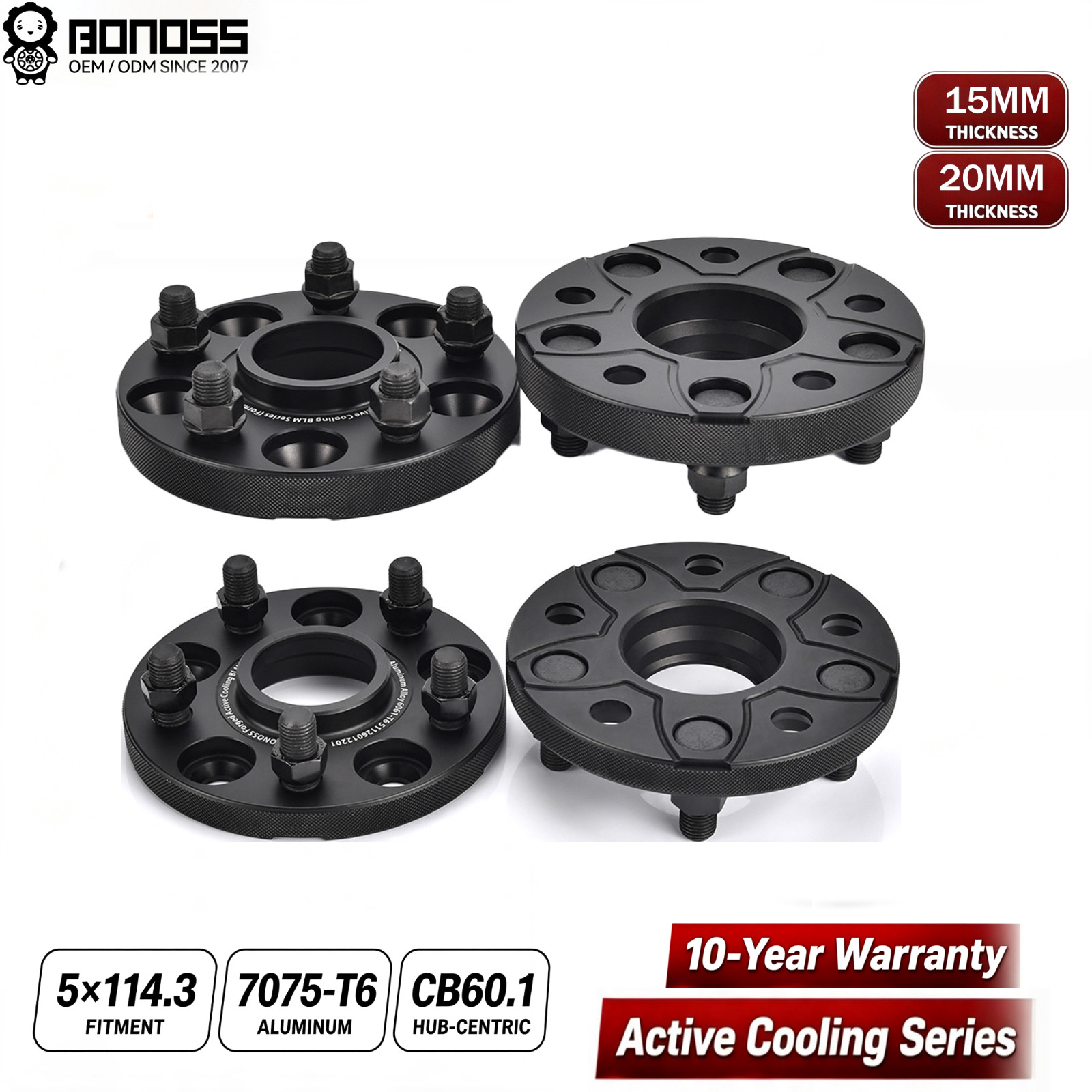 BONOSS 15+20mm For Toyota Previa 1990-2021 5x114.3 CB60.1 7075-T6 Wheel Spacers