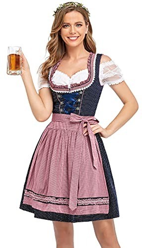 Classic Bavarian Dirndl Dress for Women with Ruffled Blouse - Halloween Ready Classic Bavarian Dirndl Dress for Women with Ruffled Blouse - Halloween Ready