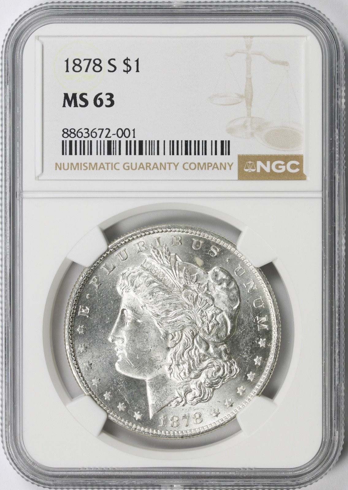 1878-S $1 Morgan Silver Dollar NGC MS63 First Year San Francisco