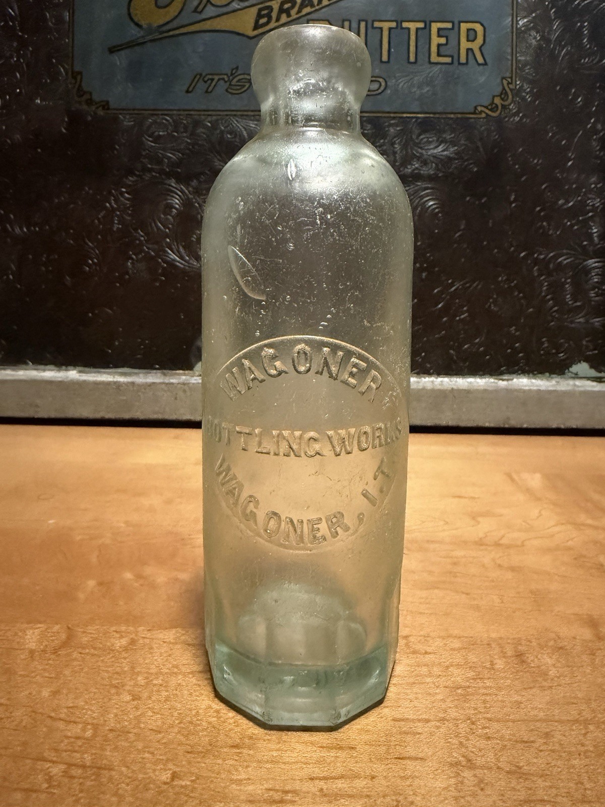 RARE WAGONER INDIAN TERRITORY IT OKLAHOMA OK HUTCHINSON SODA BOTTLE