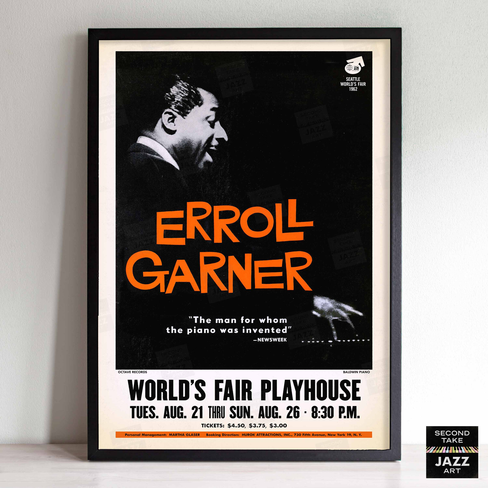 Erroll Garner jazz poster - One World Concert - Seattle World\'s Fair - 1962