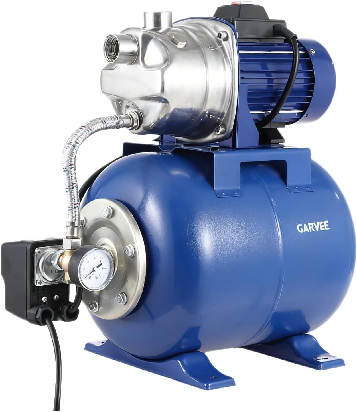 3/4HP/ 1HP/ 1.6HP Shallow Jet Well Pump w/ Pressure Tank Garden Booster Jet Pump