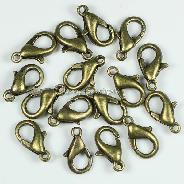 100/200/500x Lobster Clasps Silver/Gold/Dull Silver/Bronze/Black 10mm/12mm/14mm 100/200/500x Lobster Clasps Silver/Gold/Dull Silver/Bronze/Black 10mm/12mm/14mm