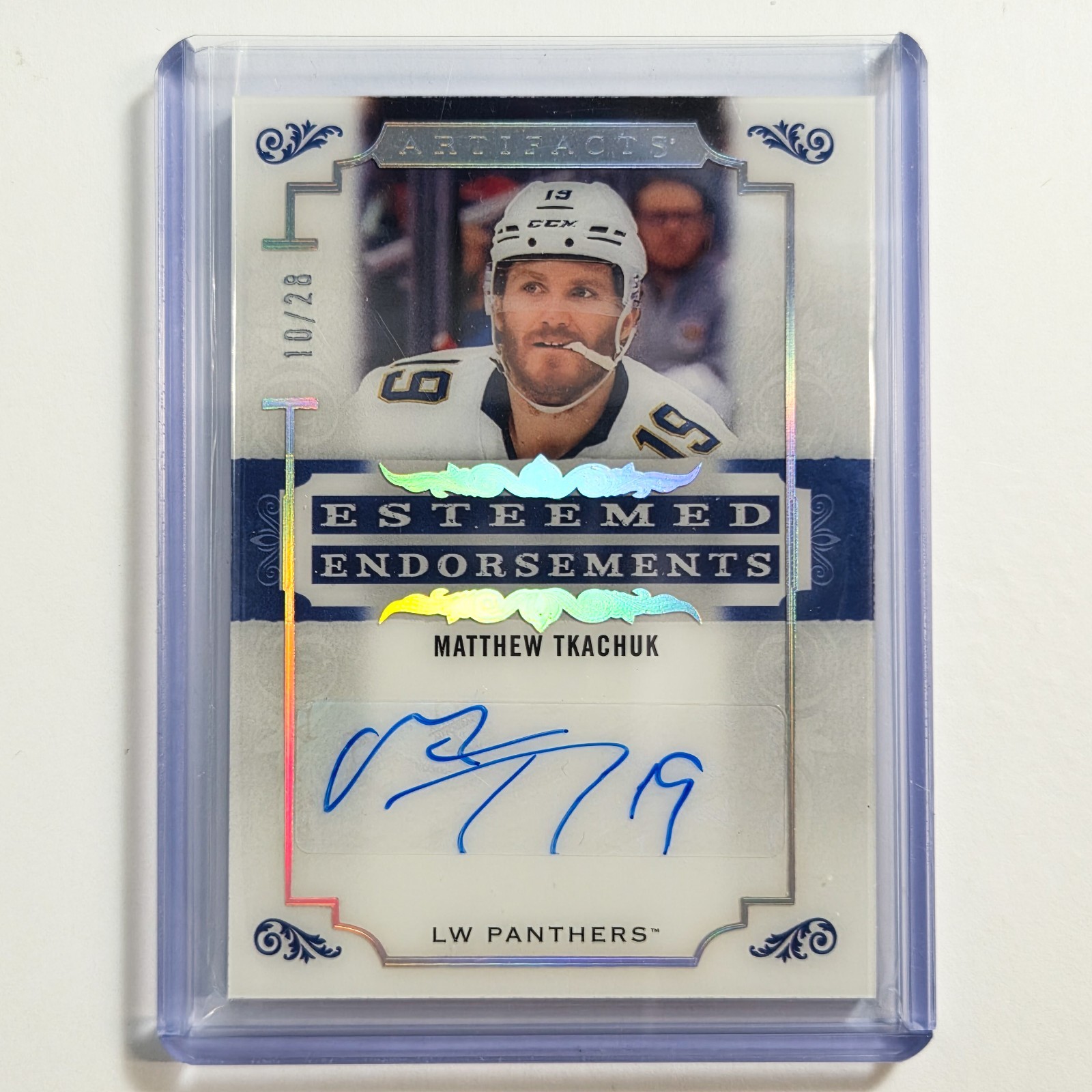 2026-27 Upper Deck Artifacts Matthew Tkachuk Esteemed Endorsements Auto /28 EE-M