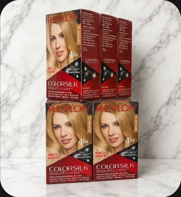 Lot of 12 boxes Revlon #74 MEDIUM BLONDE Colorsilk Unisex Hair Color No Ammonia