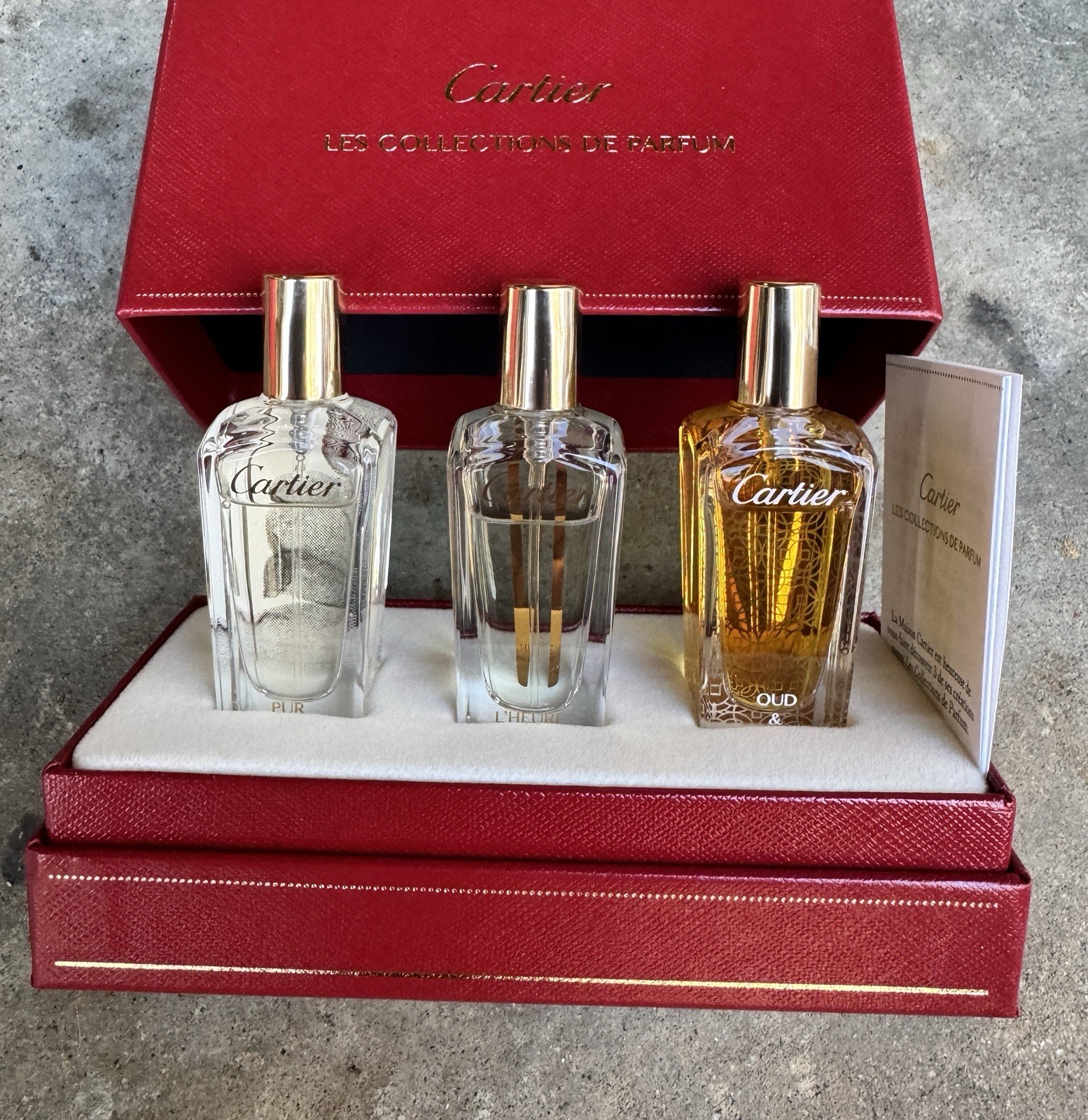 Cartier Perfume Gift Set Pur Magnolia, L\'Heure Brillante, Oud and Ambre 3×15 mL Cartier Perfume Gift Set Pur Magnolia, L\'Heure Brillante, Oud and Ambre 3×15 mL