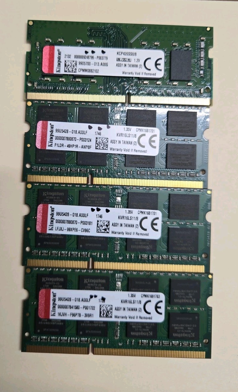 Kingston KVR16S11/8 8GB RAM SO-DIMM DDR3 12800S 1.35V Tested. Kingston KVR16S11/8 8GB RAM SO-DIMM DDR3 12800S 1.35V Tested.