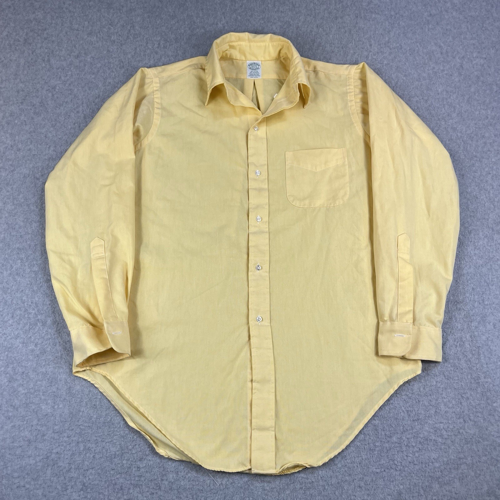 VTG Brooks Brothers Makers Brooksweave Yellow Shirt Button Down Mens 15.5 - 3