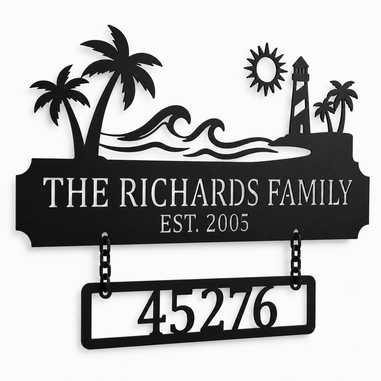 Personalized Beach House Metal Family Name Sign Multiple Sizes