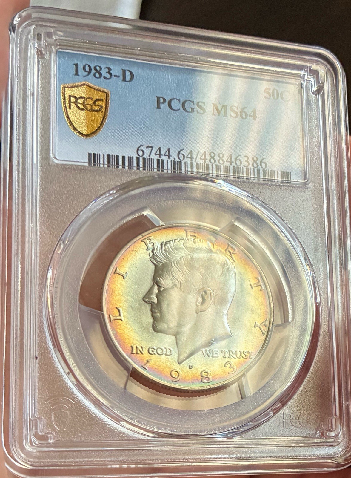 1983-D Kennedy 50c PCGS MS64 Beautiful Toning PCGS Gold Shield 1983-D Kennedy 50c PCGS MS64 Beautiful Toning PCGS Gold Shield