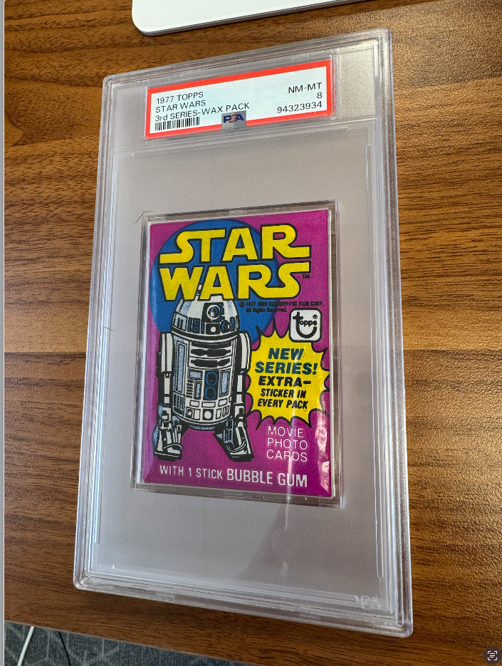 Vintage 1977 Topps Star Wars 3rd Series Sealed Unopened Wax Pack PSA 8 