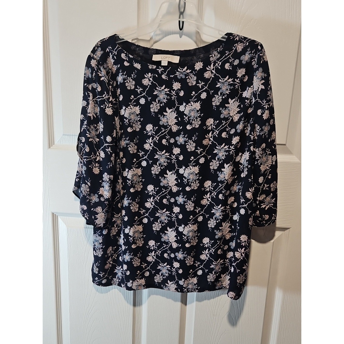 LOFT Navy Floral  Blouse