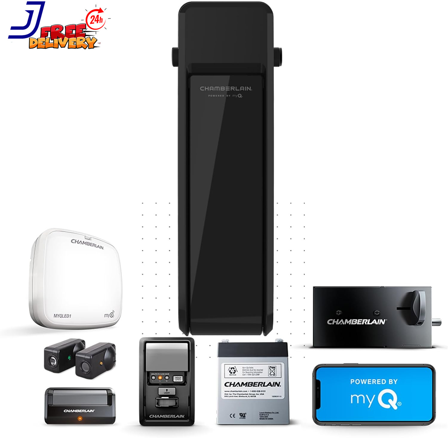 Wall Mount Myq Garage Door Opener Battery BackupSpace Saving & Whisper-Quiet