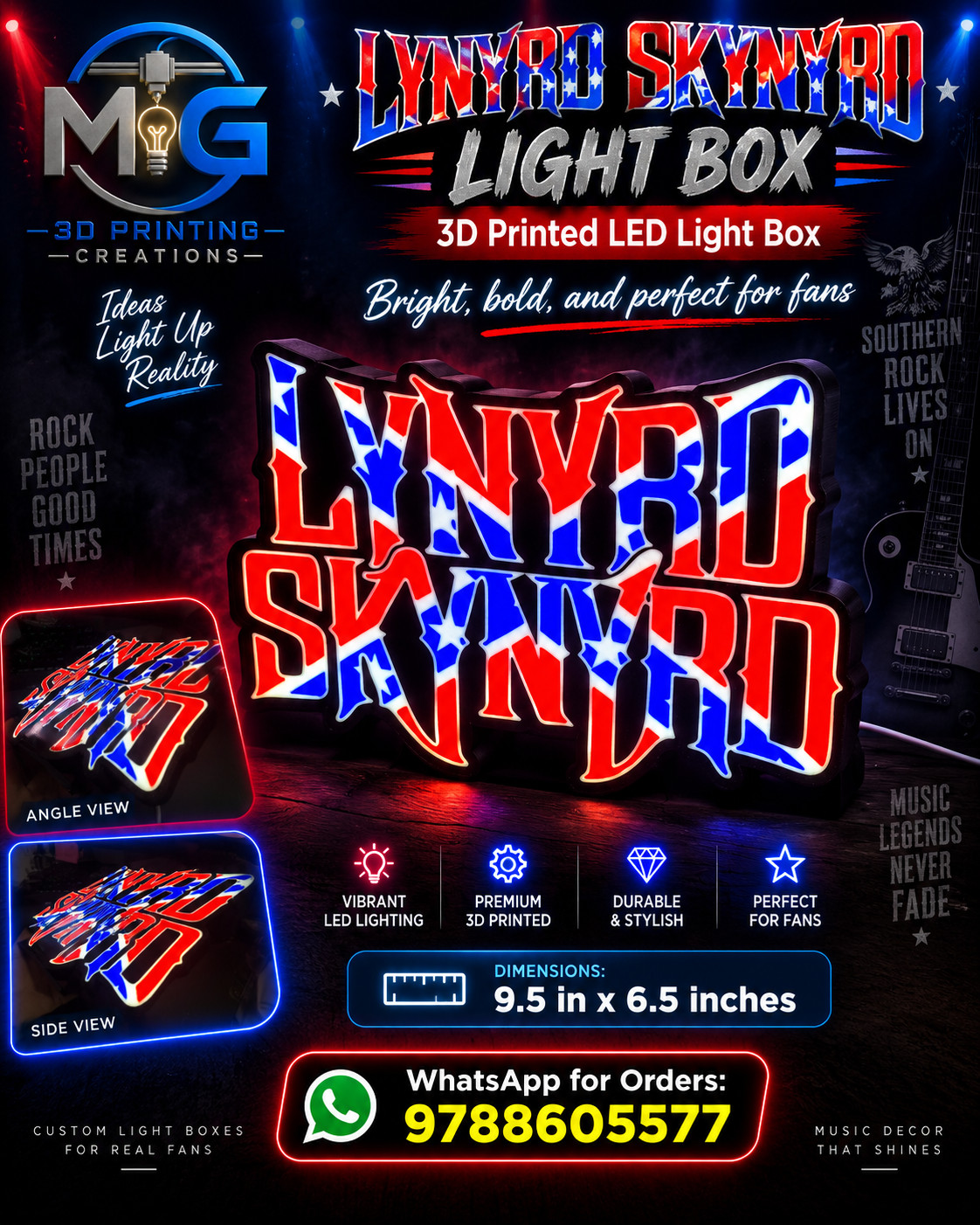 Lynyrd Skynyrd Light-Up Collectible Sign Rock & Pop Band Memorabilia