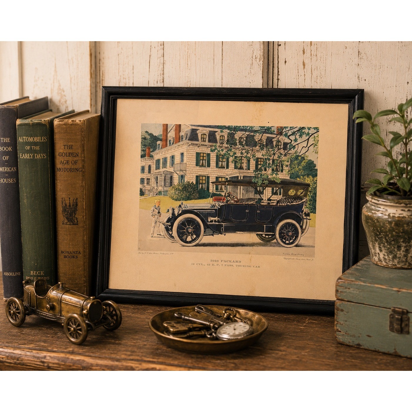 Vintage 1957 Leslie Saalburg 1916 Packard Touring Car Print L.I. Auto Museum Vintage 1957 Leslie Saalburg 1916 Packard Touring Car Print L.I. Auto Museum