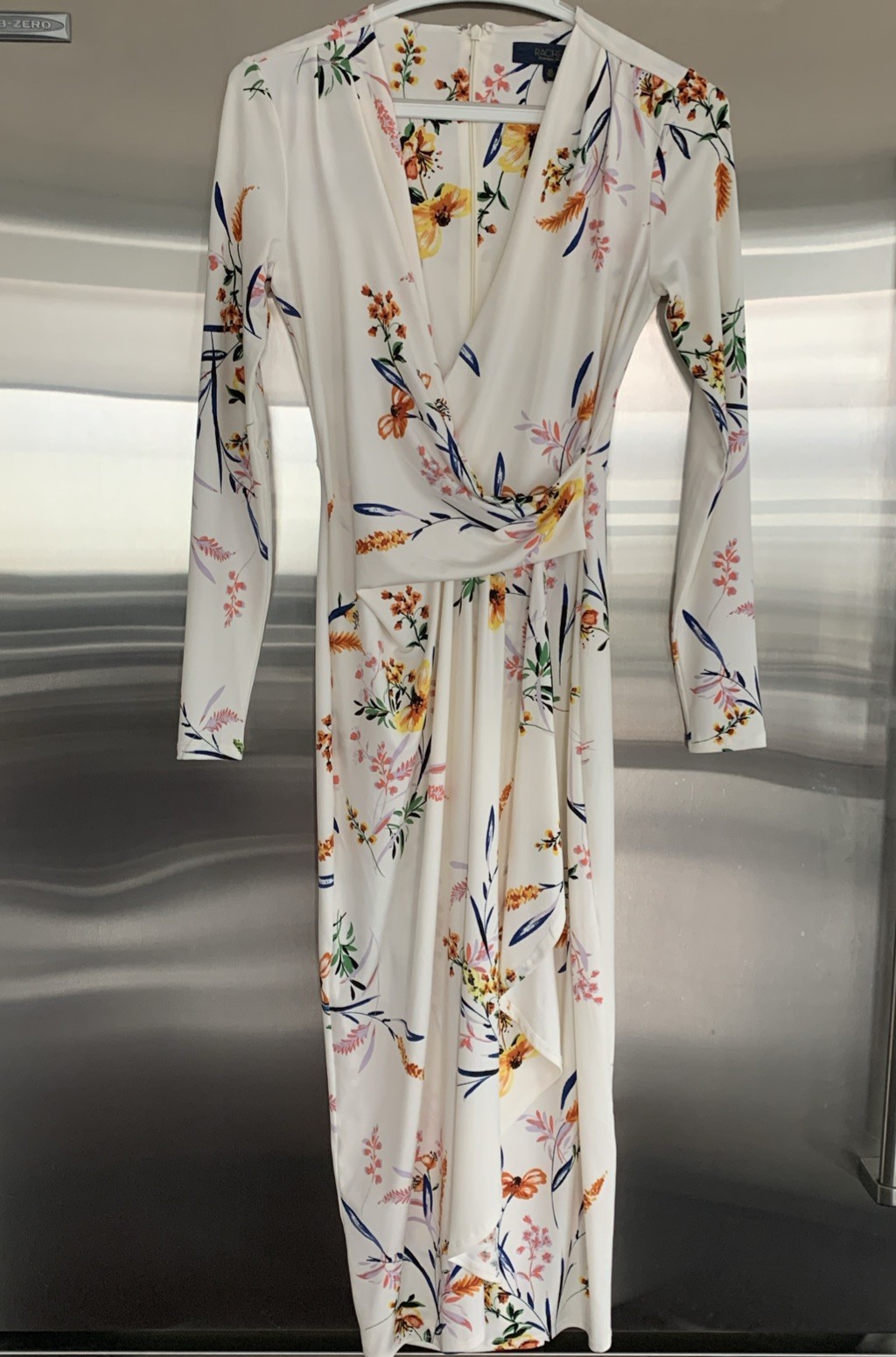 Rachel Rachel Roy Womens White Floral Surplice Long Sleeve Nola Dress Size XS