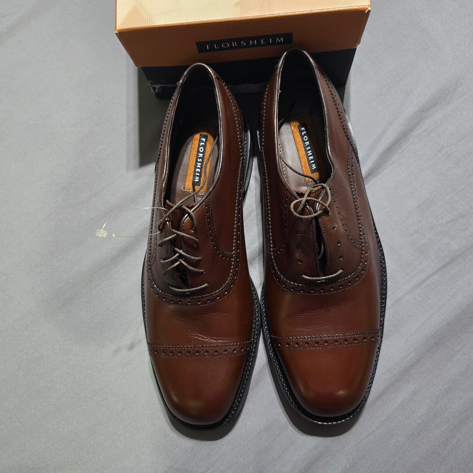 Florsheim Earl 5 Eye Tip Oxford Mens 13 Red-Brown Leather Cap Toe Brogue vintage
