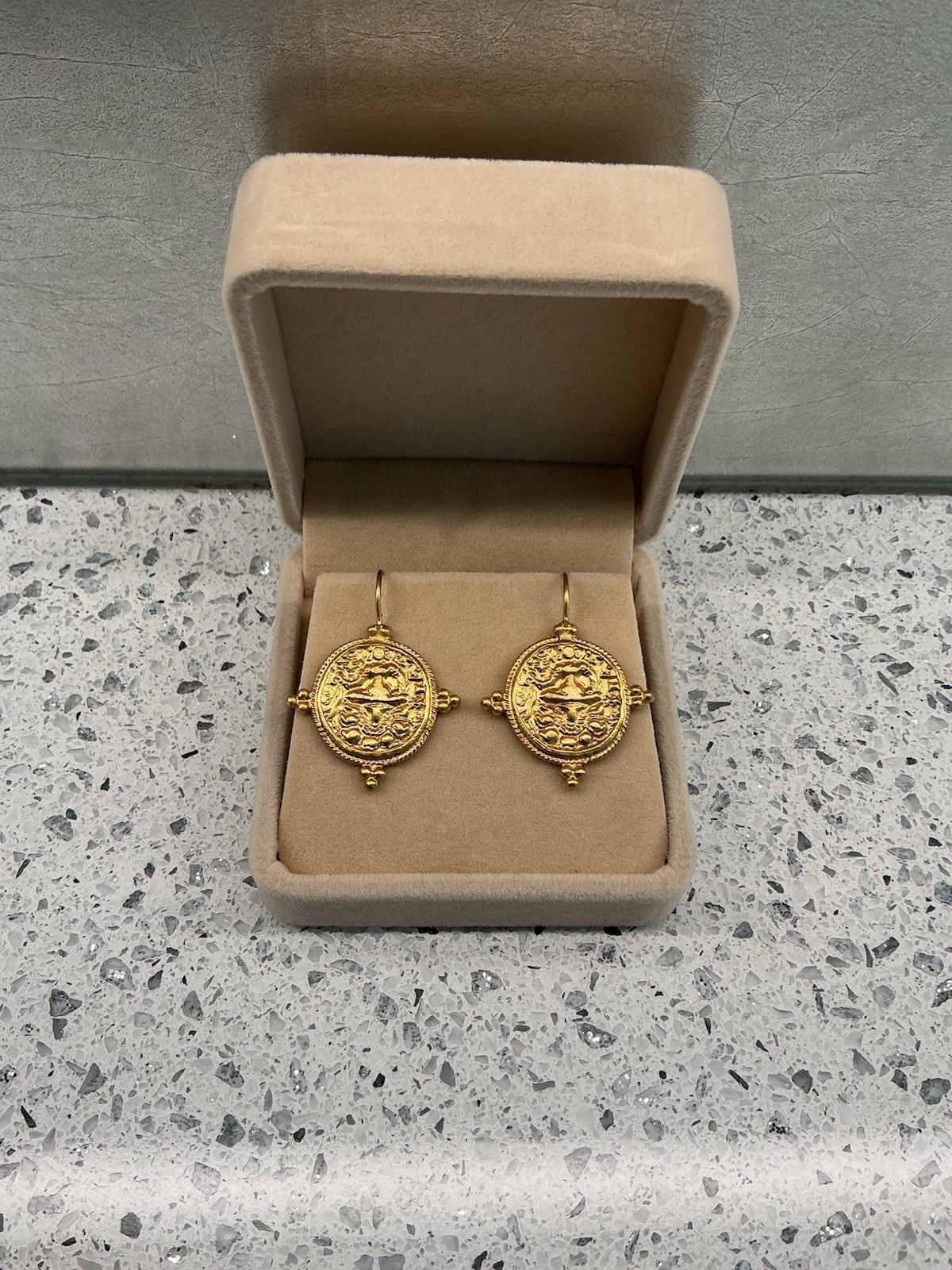 Julie Vos 24 Karat Gold Plate Earrings - Classical Motif - New Without Tags Julie Vos 24 Karat Gold Plate Earrings - Classical Motif - New Without Tags