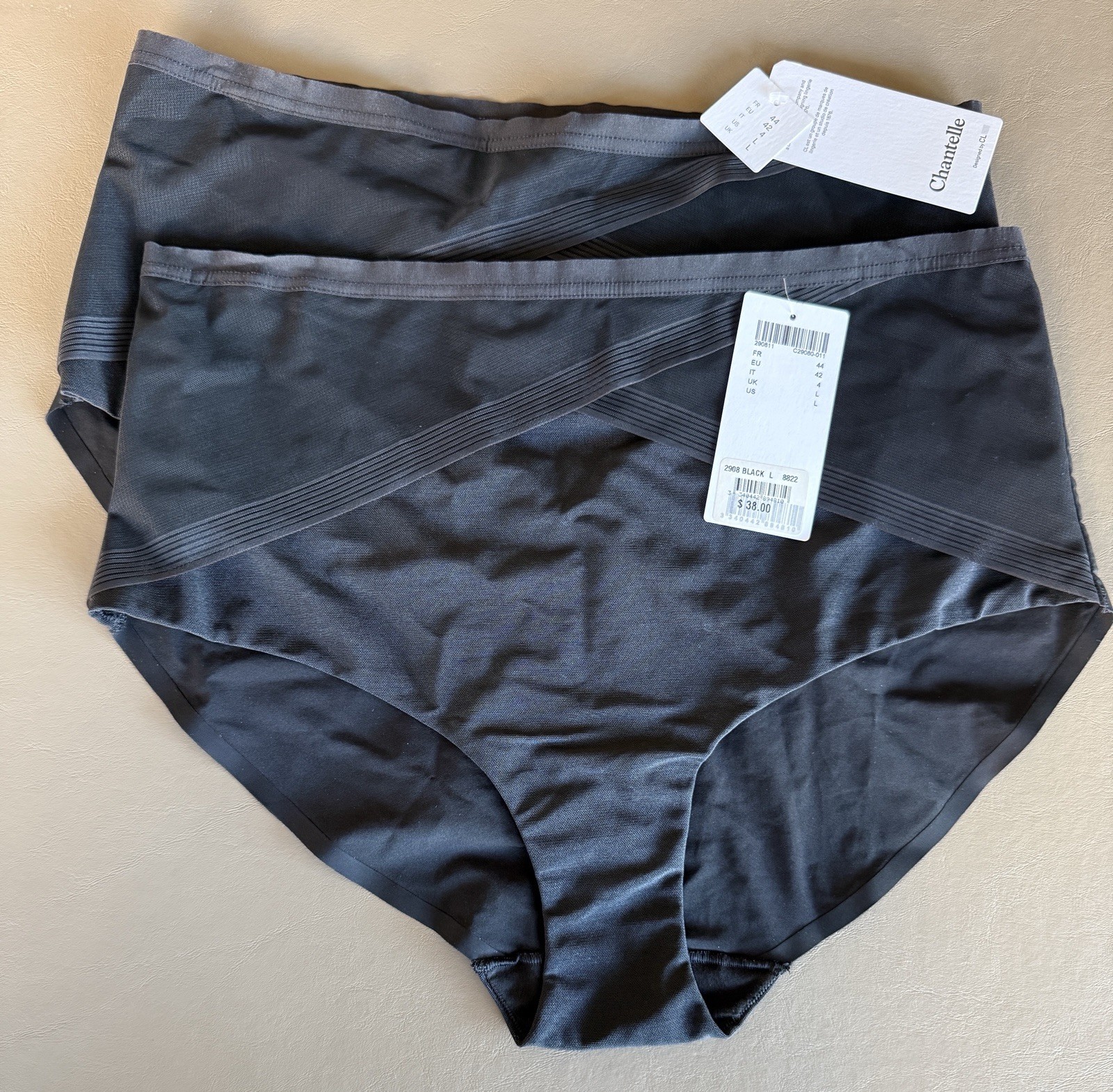 NWT Chantelle High Waist Brief Panty Mesh Ribbed Smoothing Waist Control C29080