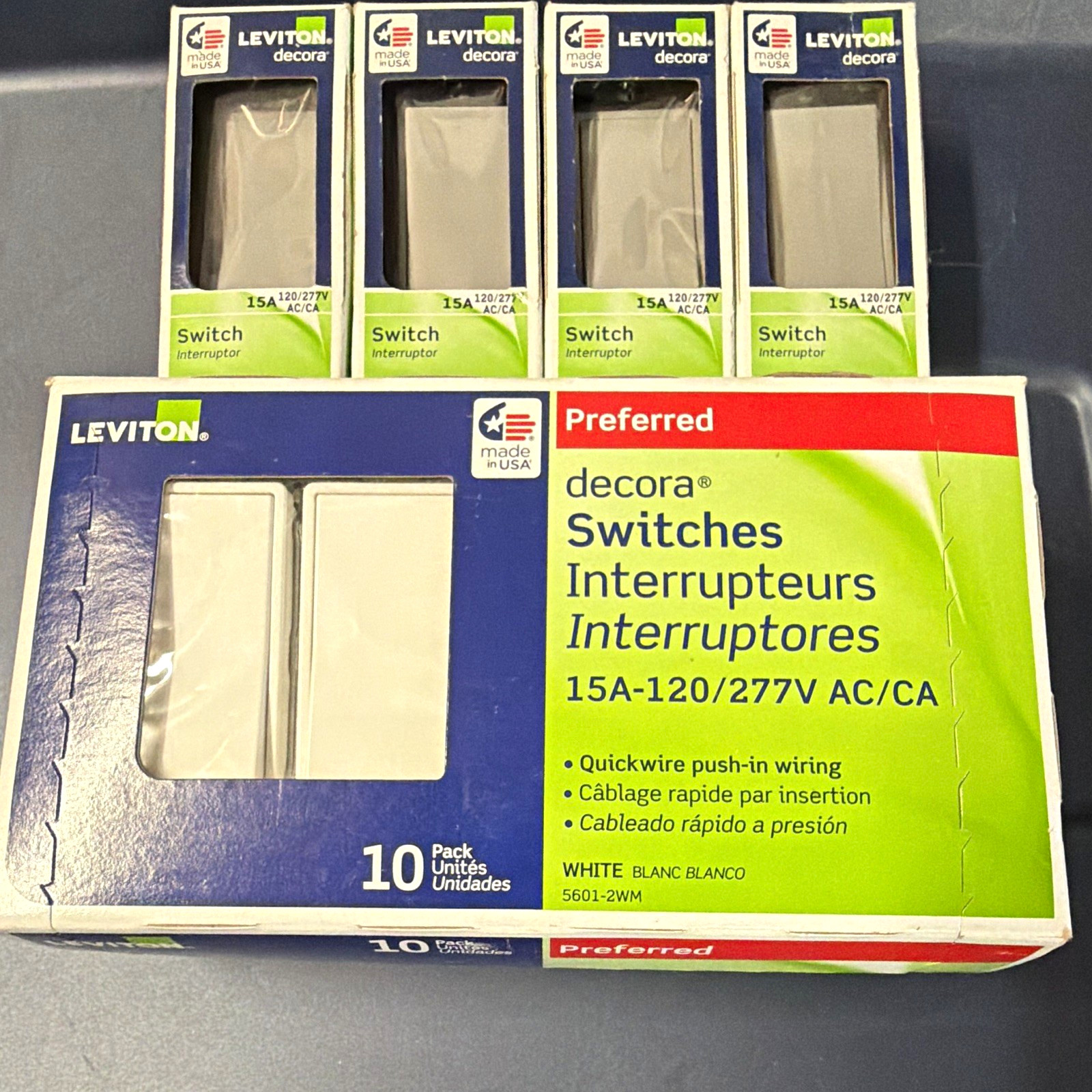 Leviton Decora 5601-2WM White Rocker On/Off Switch 15A 120/277V 10pk Leviton Decora 5601-2WM White Rocker On/Off Switch 15A 120/277V 10pk