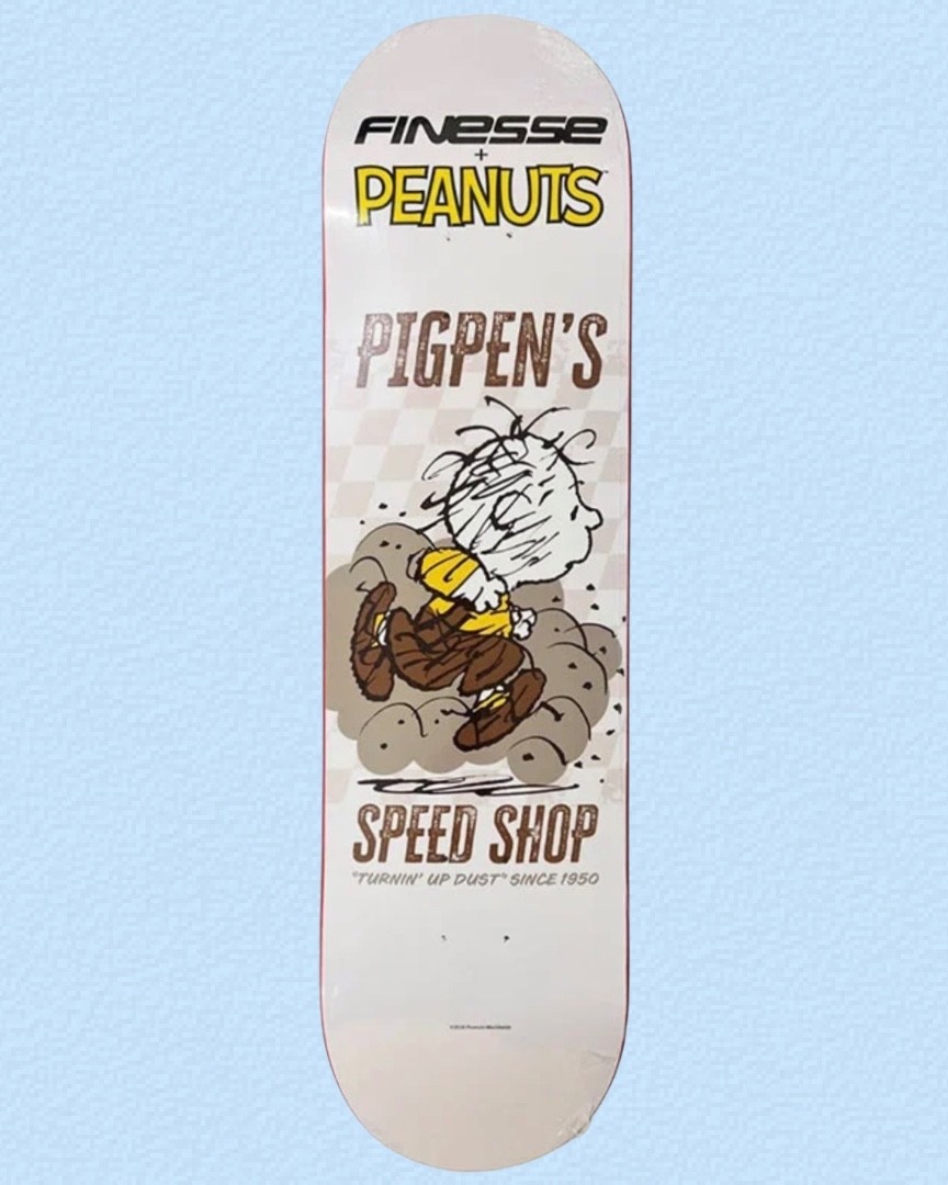 RARE Finesse Skateboard Deck Peanuts PigPen’s Speed Shop 8.25\
