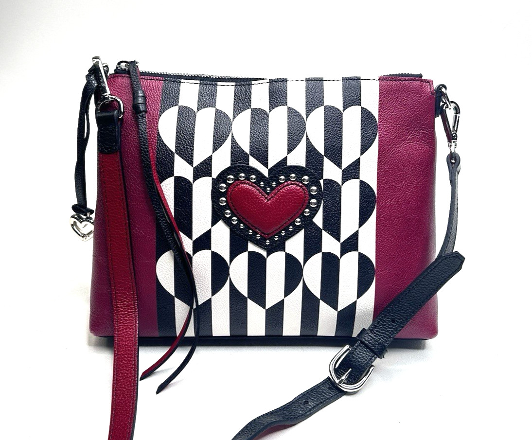 BRIGHTON Love Me Do Leather Crossbody Black/Red Lightweight Studs BRIGHTON Love Me Do Leather Crossbody Black/Red Lightweight Studs