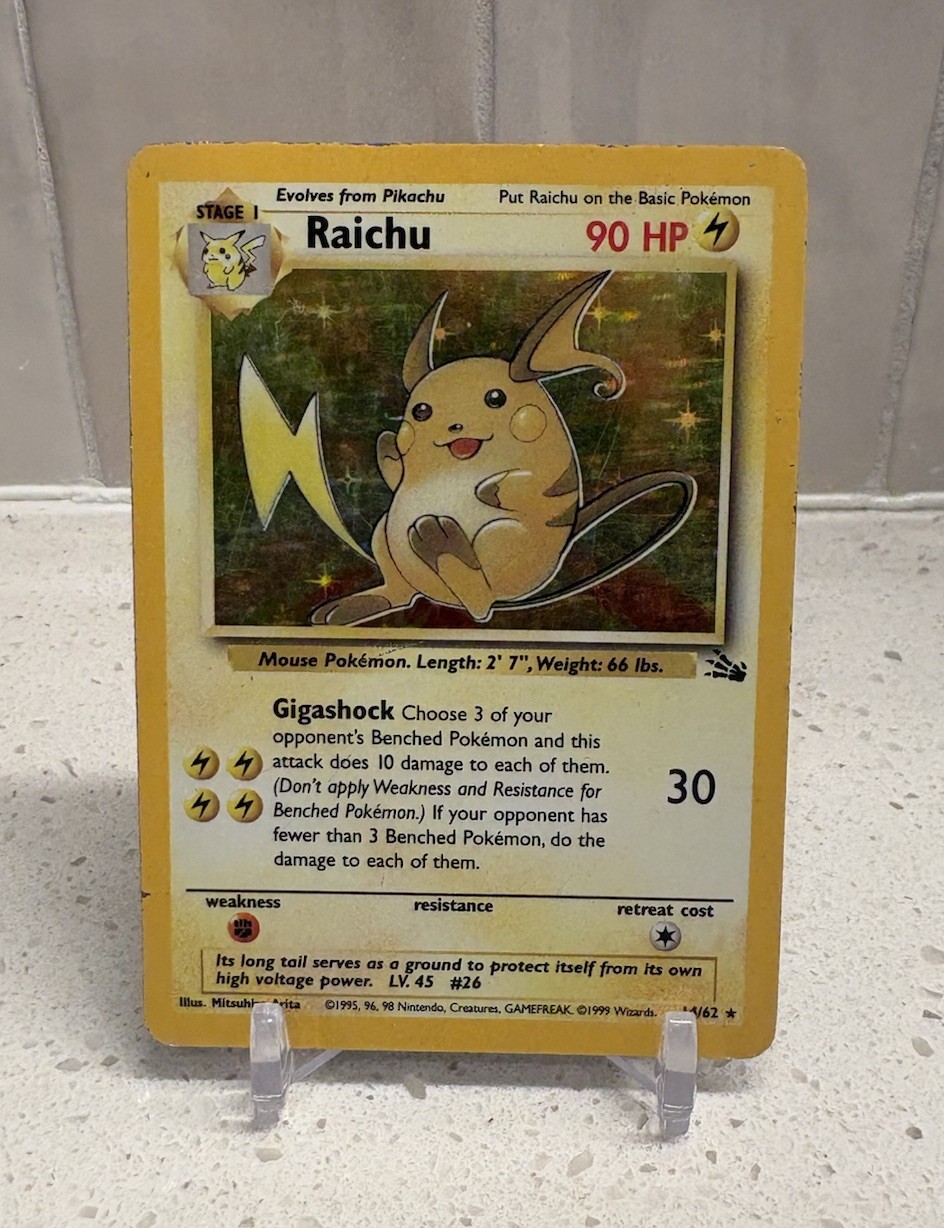 Raichu 14/62 Unlimited Holo Rare Fossil Pokemon Raichu 14/62 Unlimited Holo Rare Fossil Pokemon