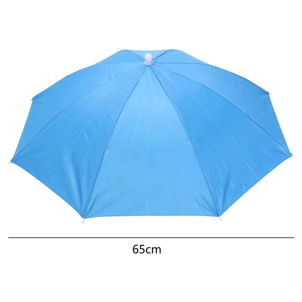 Sky Blue 69CM Foldable Rain Umbrella Hat Waterproof Fishing Outdoor Cap