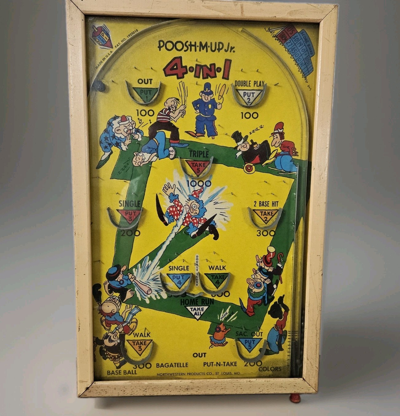 Vintage POOSH-M-UP Jr. 4 in 1 Tabletop Pinball Game USA Made Poosh - M - Up