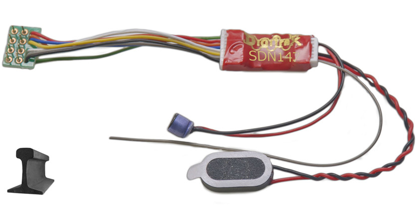Digitrax SDN147PS ~ New 2026 ~ N or HO ~ DCC Sound Decoder & Speaker 8 Pin Plug