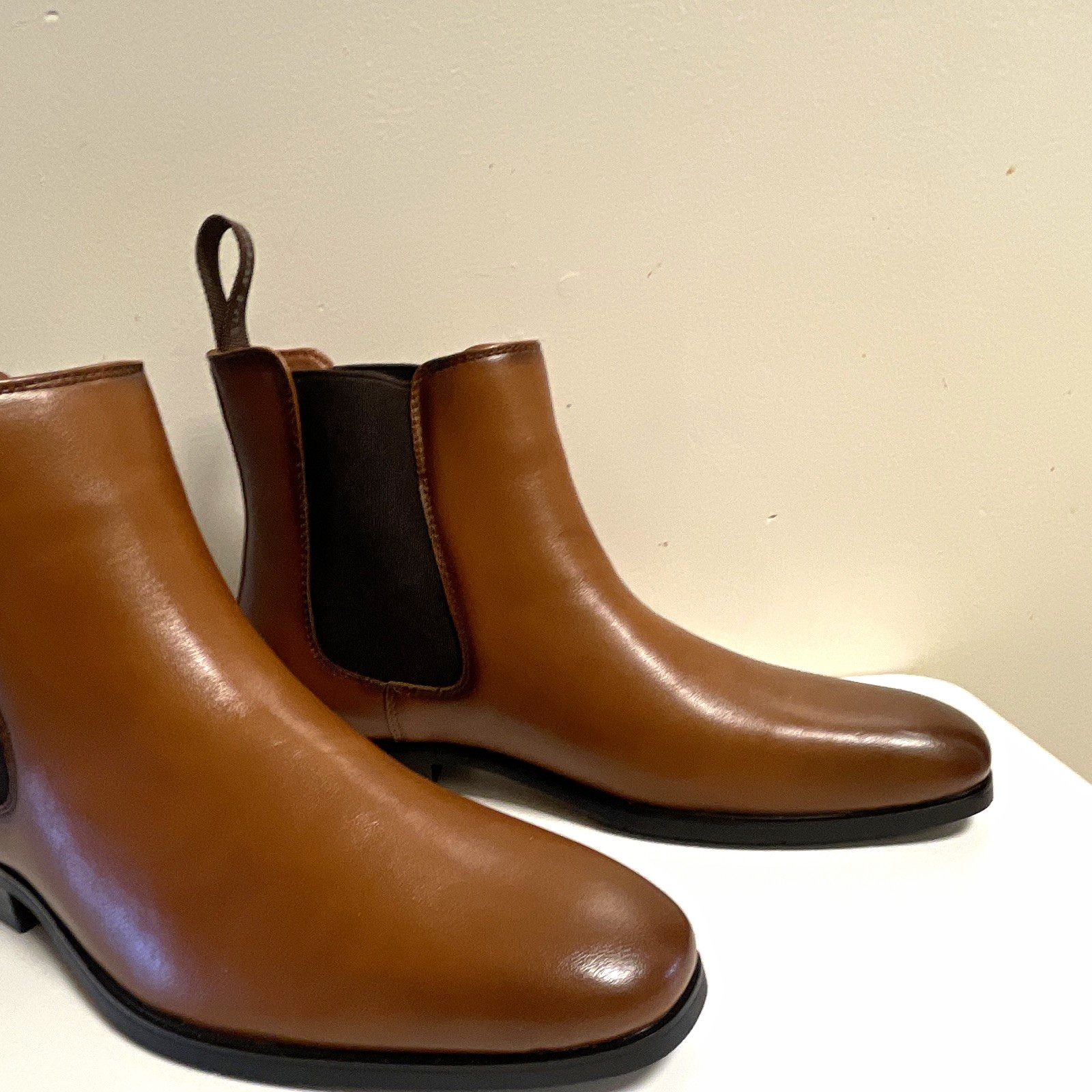 Polar Fox Men\'s Brown Faux Leather Chelsea Ankle Boots Slip-On US 6.5 Standard
