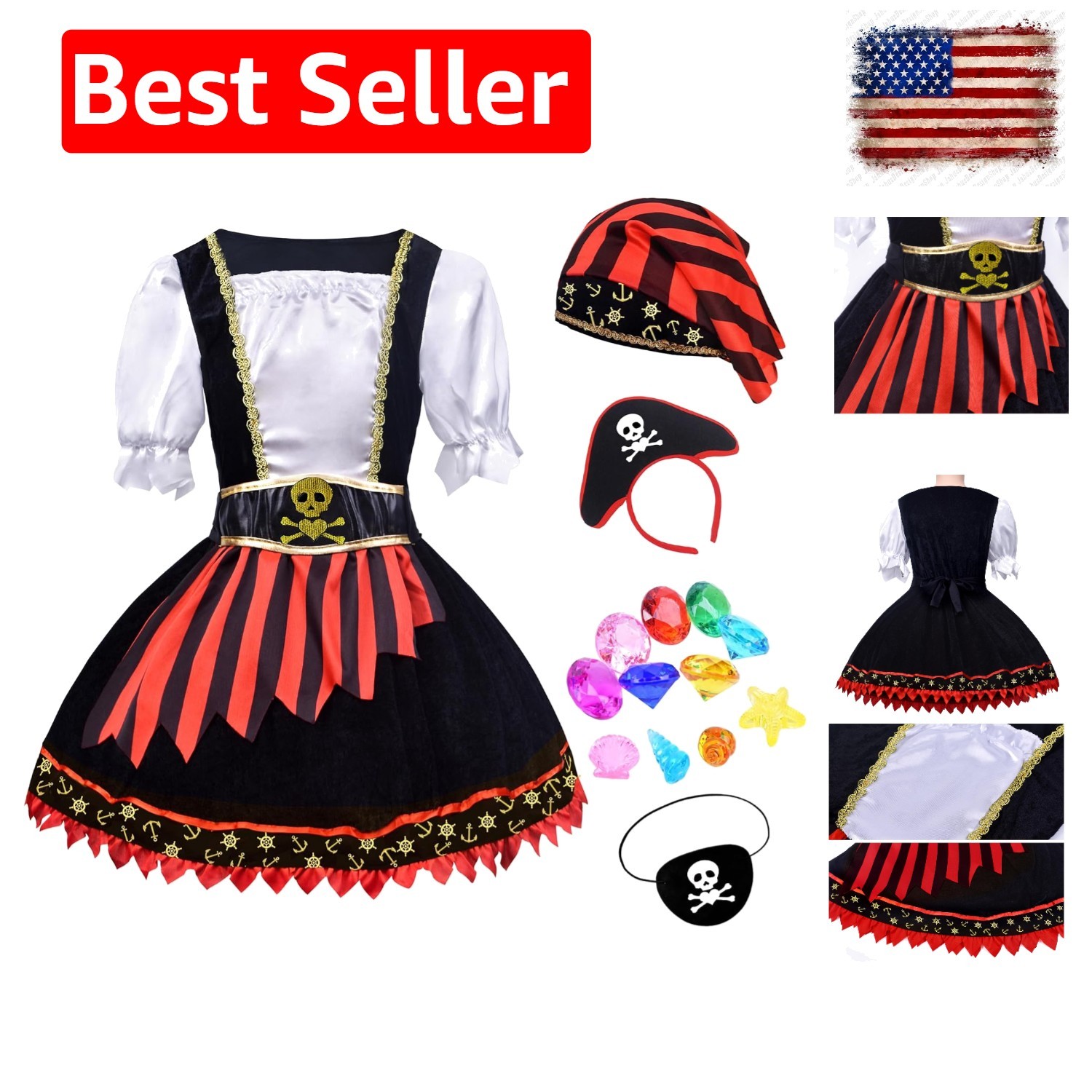 Girls Pirate Costume – Princess Dress for Kids Ages 3–9