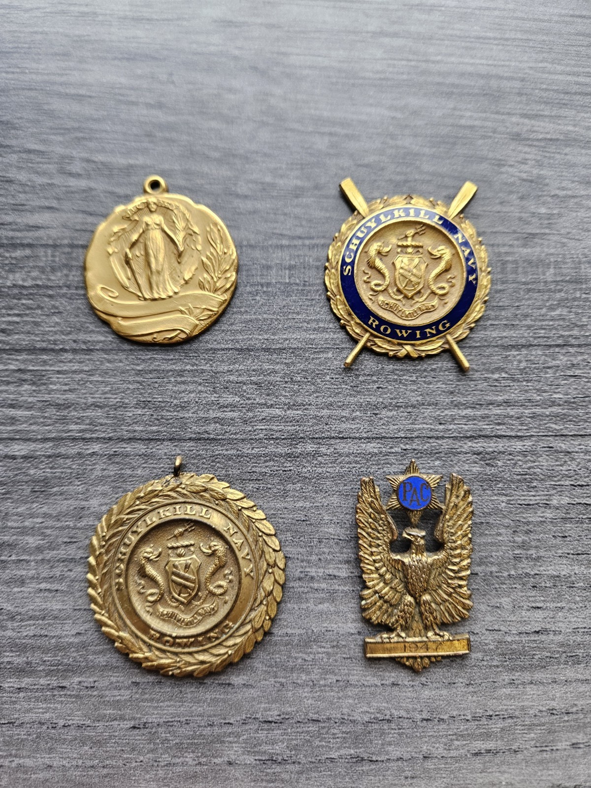 Vintage 1940's Schuylkill Rowing Medals Pittsburg PA Bailey Banks Biddle