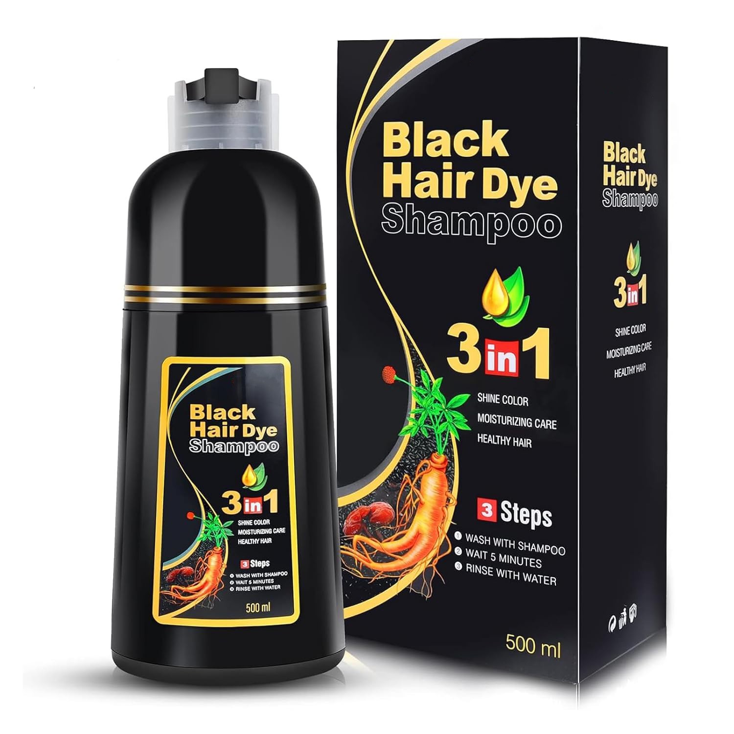 3-in-1 Hair Dye Shampoo Herbal Coverage Long Lasting Shampoo For Men / Women