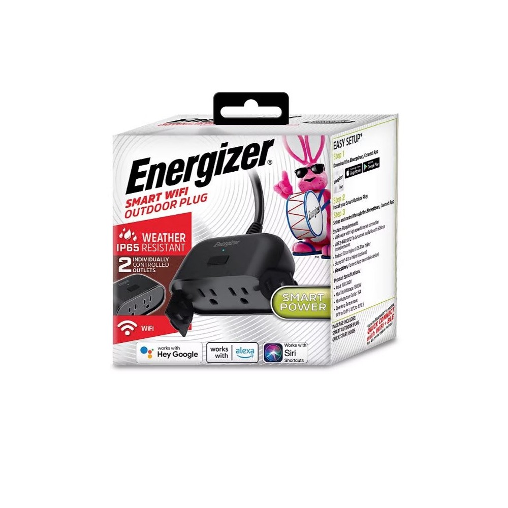 Energizer Connect Smart WiFi Weather Resistant In/Outdoor Plug 2nd Gen EOX3-1002