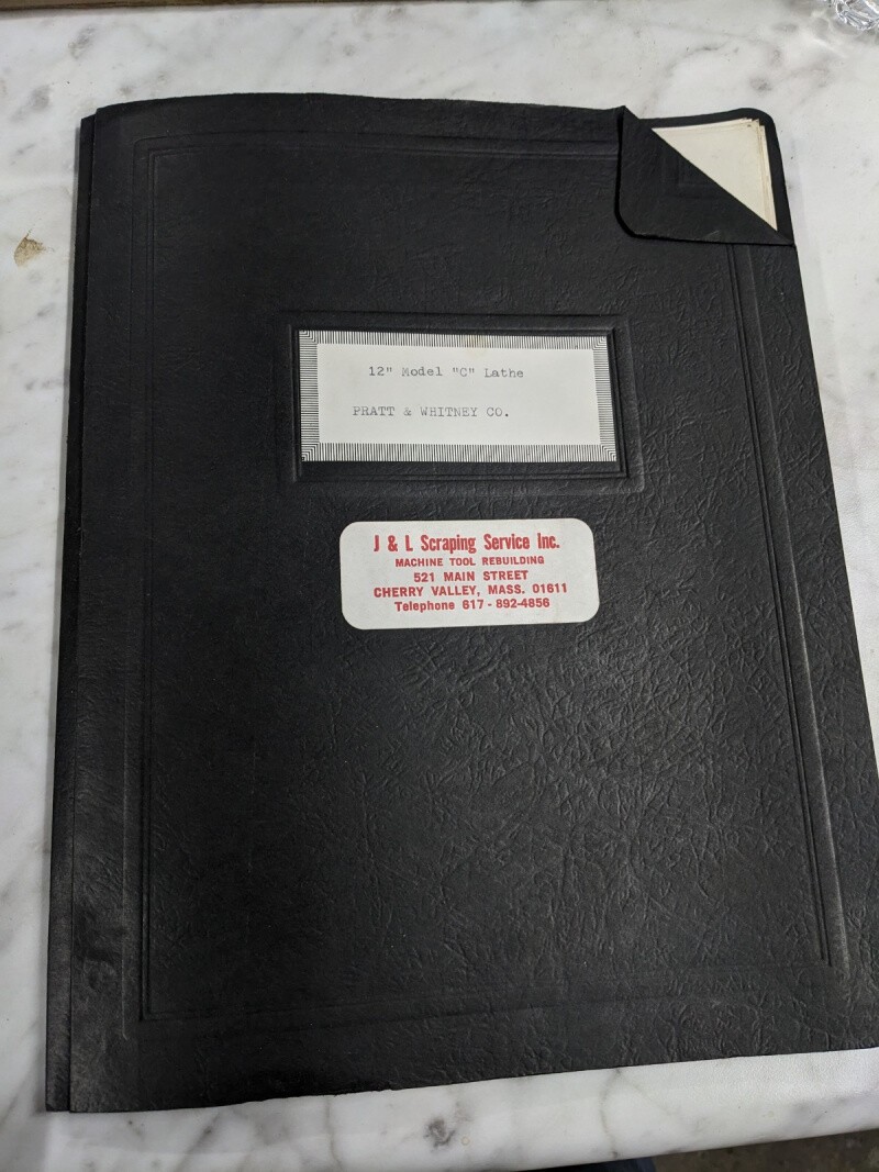 PRATT WHITENEY OPERATOR SERVICE MANUAL BOOK 12” MODEL C LATHES SHOP MACHINE