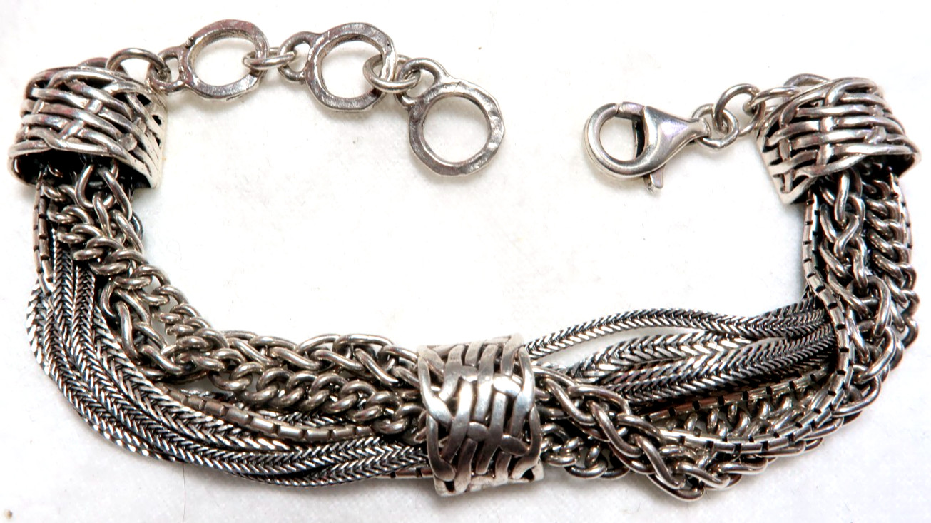 VINTAGE SILPADA STUNNING STERLING SILVER 11 STRANDS BRACELET ~ SIGNED