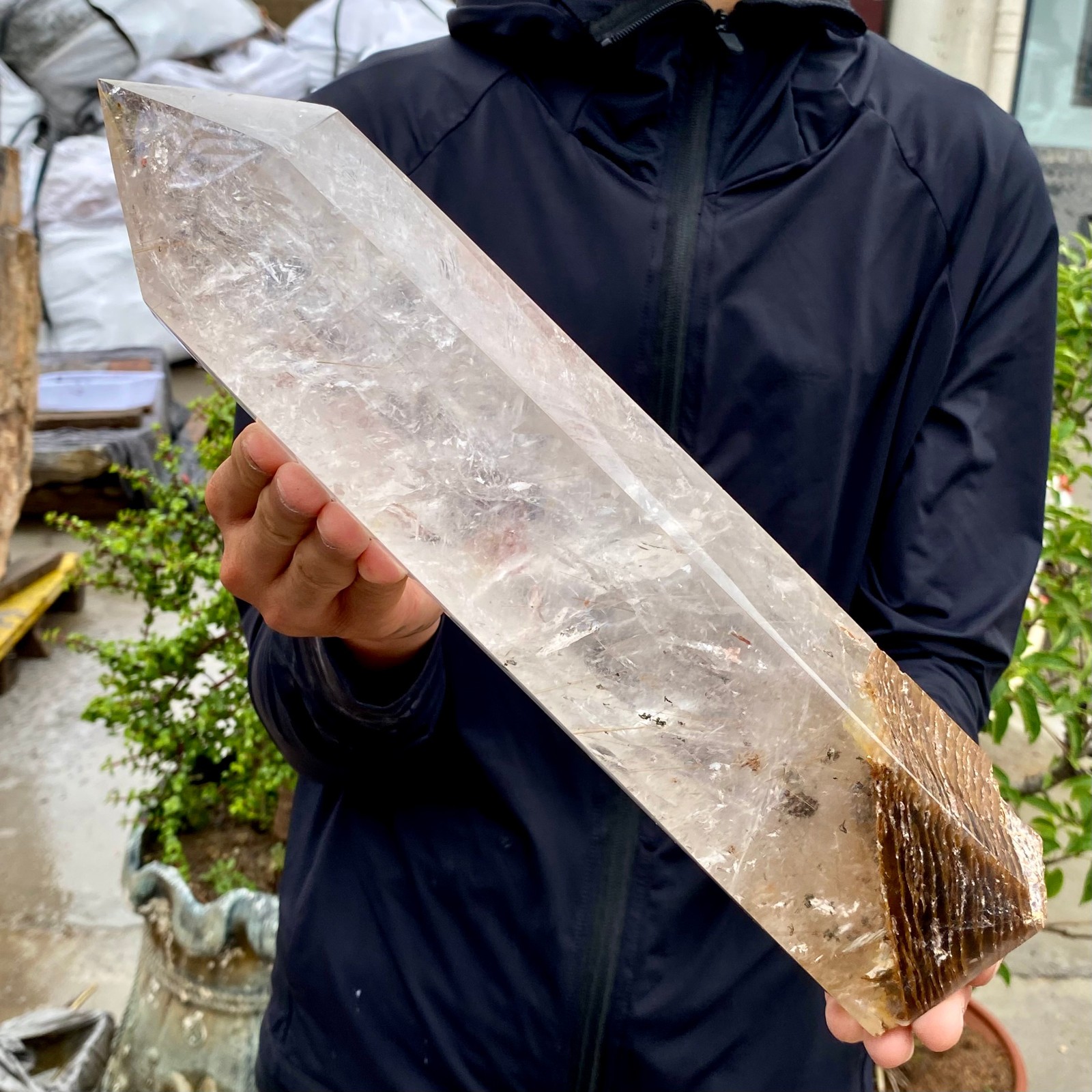 8.35LB Natural clear white crystal obelisk Crystal energy column Reiki healing