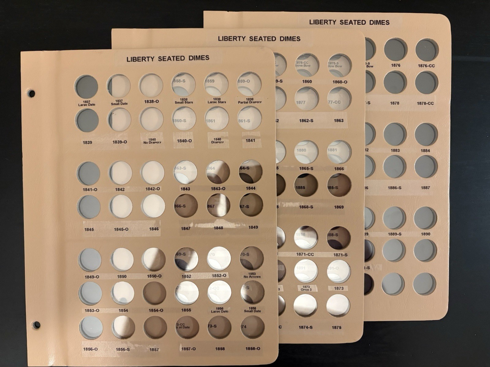 Custom Dansco Pages For Album #6122: Seated Liberty Dimes, pages 1-3 Custom Dansco Pages For Album #6122: Seated Liberty Dimes, pages 1-3