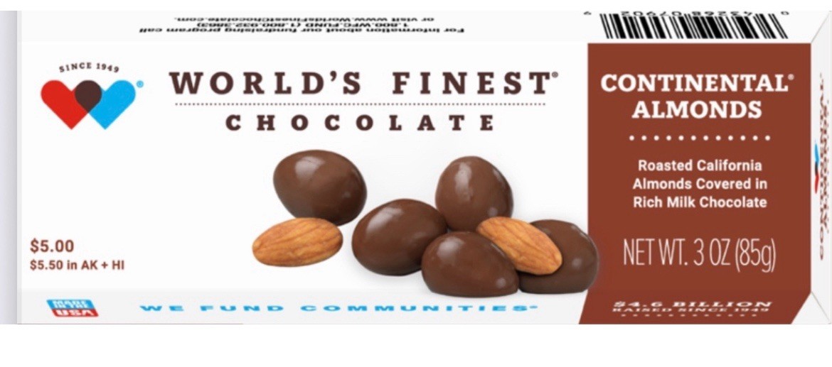 World’s Finest Chocolate***CHOCOLATE COVERED ALMONDS*** 16PACK/ $5 (3oz) Boxes World’s Finest Chocolate***CHOCOLATE COVERED ALMONDS*** 16PACK/ $5 (3oz) Boxes