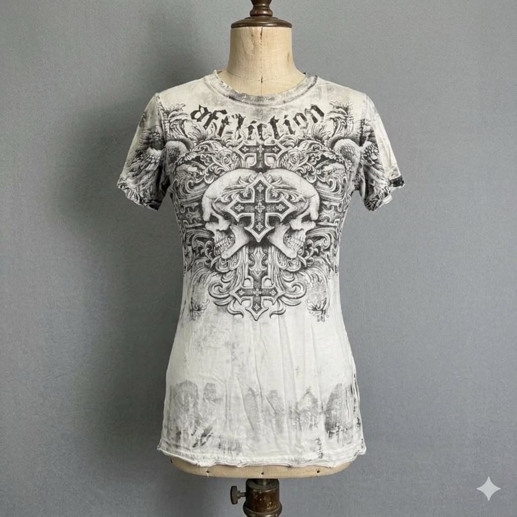 Vintage Affliction Los Angeles Fedor vs Barnett T-shirt Size M Grunge Distressed